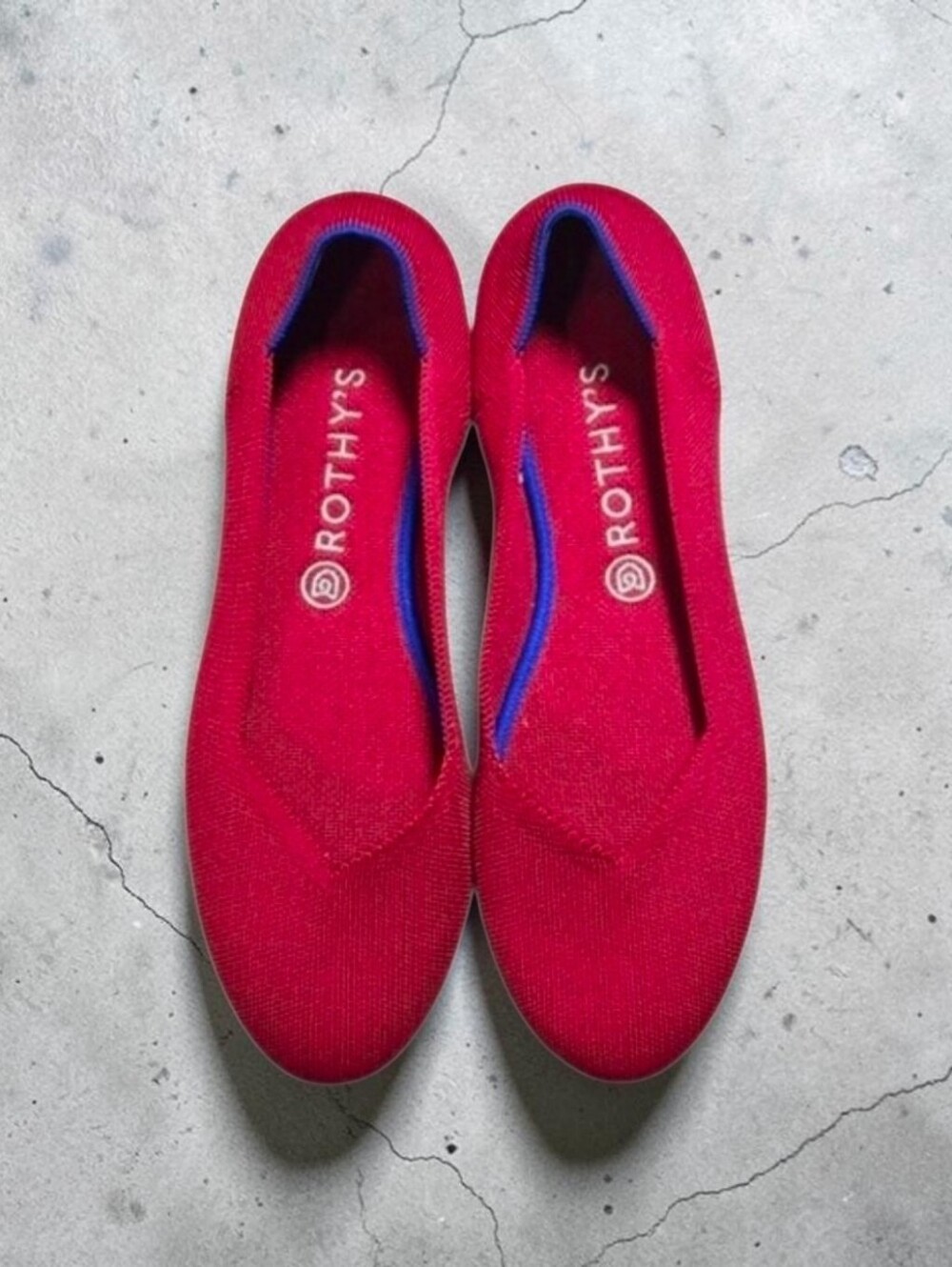 Rothy's The Flat Round Toe Ballet Shoe Red Women Size 11 Slip On Stretch Knit